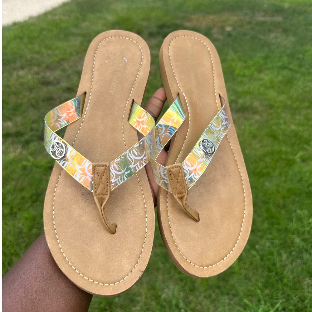 Juicy Couture Women's‎ Summer Flip Flop Sandals Size 11 Gold - Picture 7 of 10